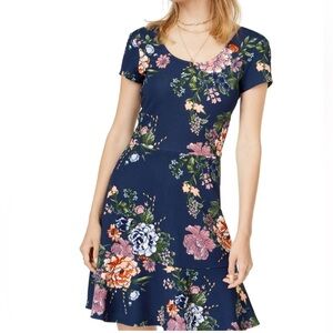 Planet Gold Navy Floral Mini Dress